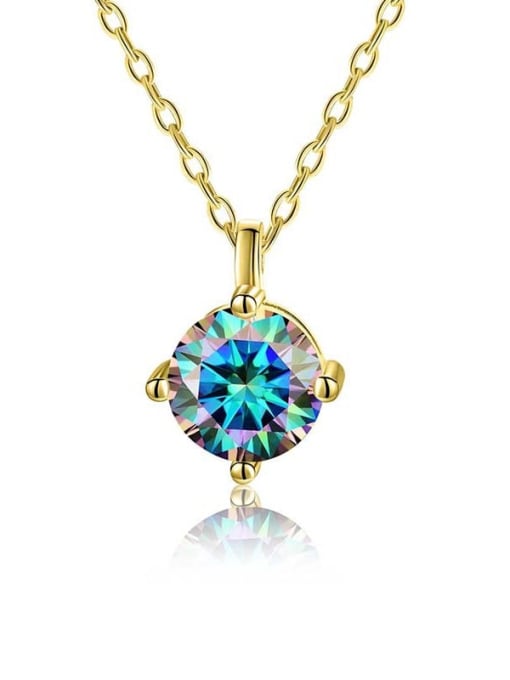 Colorful Mosang Diamond [Gold] 925 Sterling Silver Moissanite Geometric Dainty Necklace